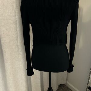 CAbi Black Ribbed Knit Top